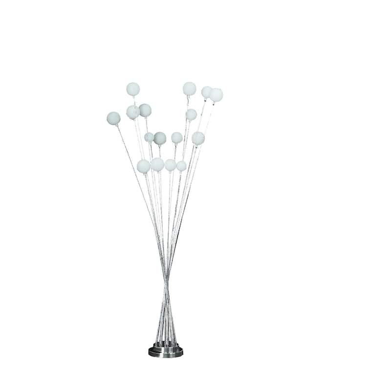 Metal Multi Arm Floor Lamp with 16 LED Frosted Shades Inline Switch - 18” x 18” x 61.5” (D x W x H) - Silver