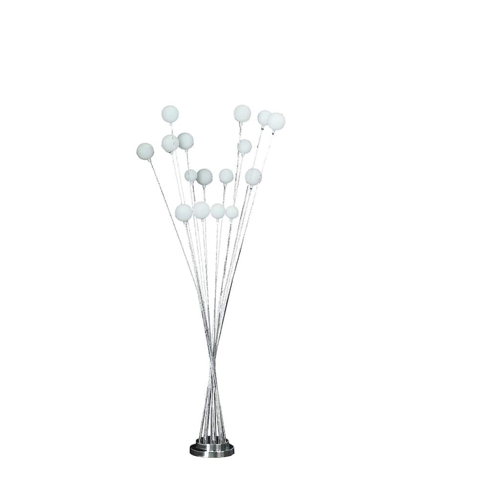 Metal Multi Arm Floor Lamp with 16 LED Frosted Shades Inline Switch - 18” x 18” x 61.5” (D x W x H)