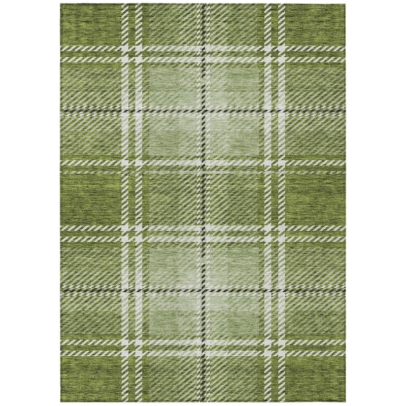 Machine Washable Indoor/ Outdoor Chantille Plaid Cozy Rug