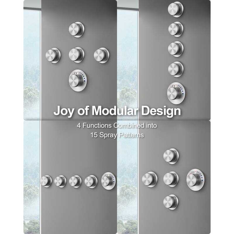 GRANDJOY Shower Faucet Set 12 inch Wall Mount Rainfall Waterfall Shower Head Body Jets Handheld Spray Thermostatic Valve