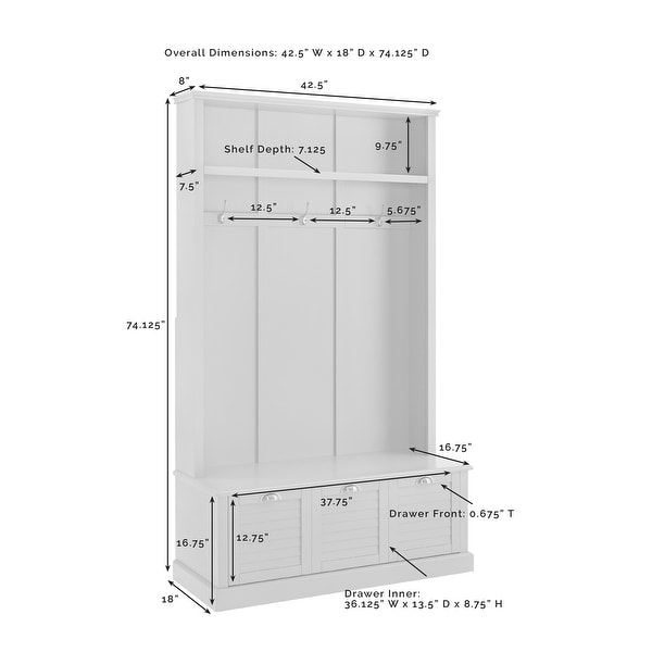 Ellison Hall Tree - 42.5"W x 18"D x 74.13"H