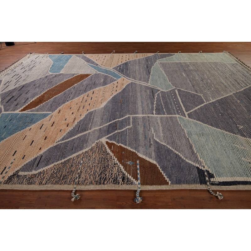 Abstract Moroccan Oriental Large Area Rug Handmade Wool Carpet - 9'10"x 14'7"