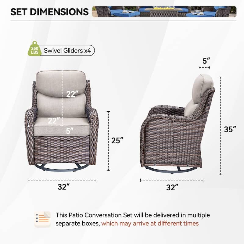 Outdoor Gliders Swivel Chairs Patio Chairs with 5-Inch Thick Cushions
