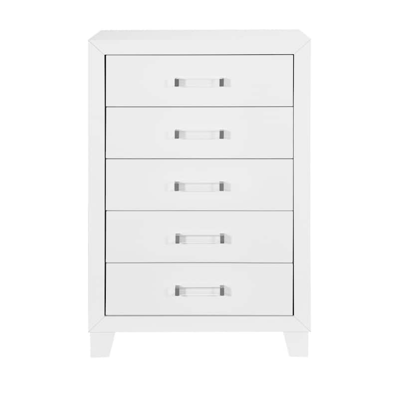 HomeRoots 49" White Wood Five Drawer Dresser