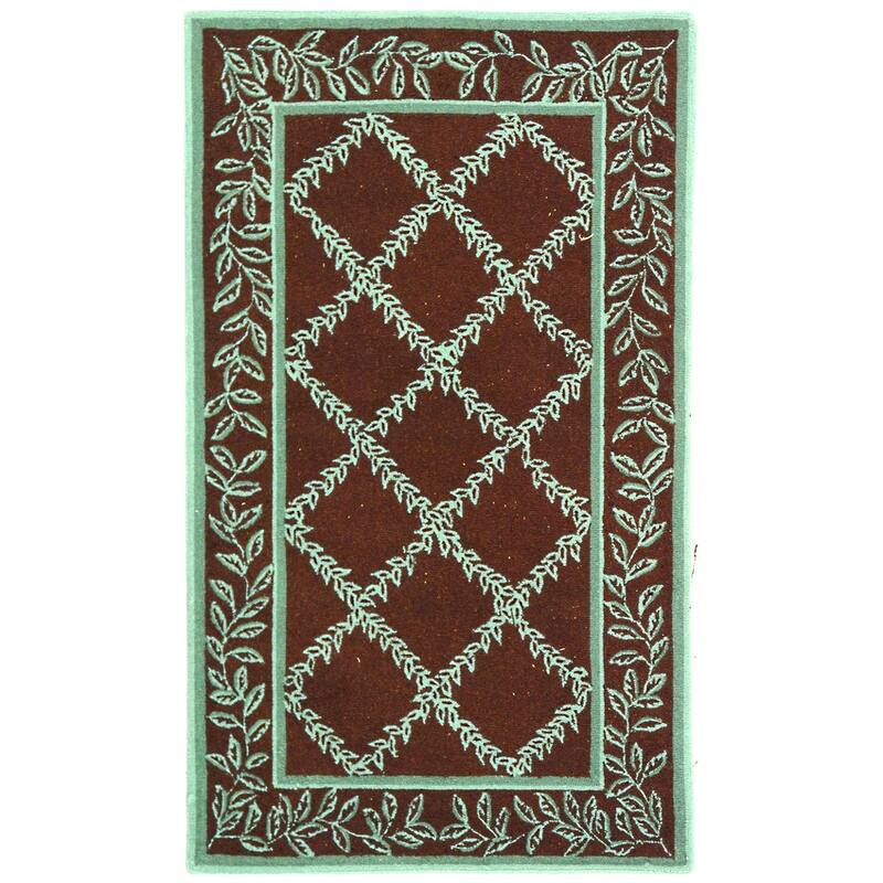 SAFAVIEH Handmade Chelsea Kimber Trellis French Country Wool Rug - 2'9" x 4'9" - Brown/Blue - Rectangle