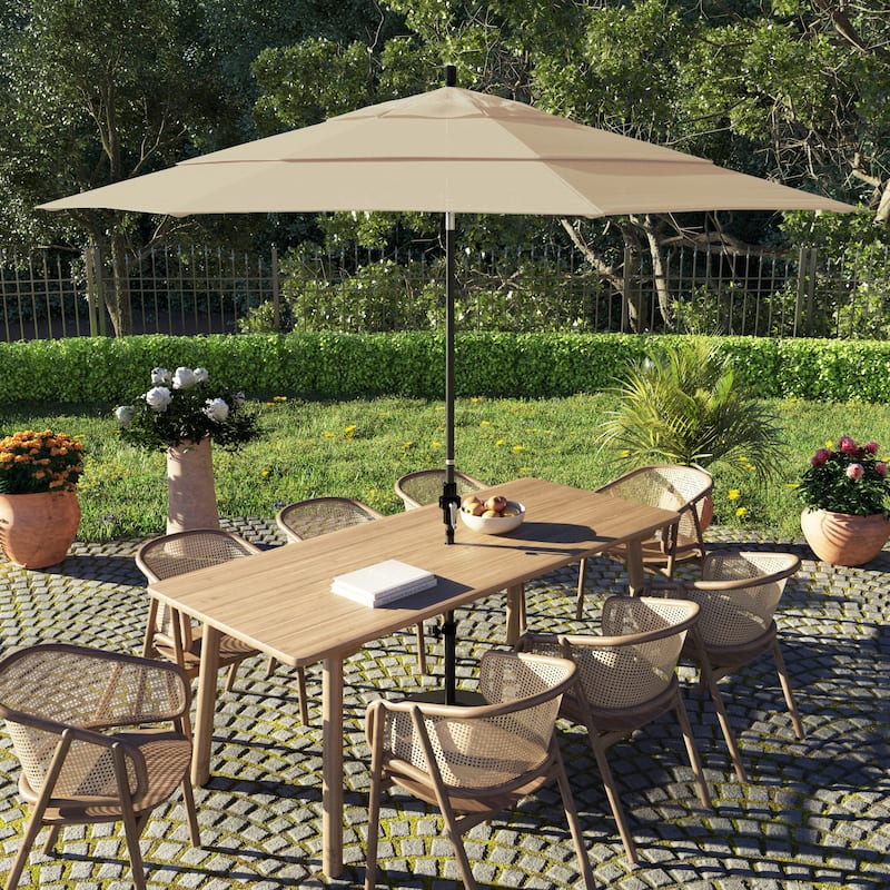 California Umbrella 11' Rd. Alum/Fiberglass Rib Patio Umb,Crank Lift/Collar Tilt, Dbl Wind Vent, Black Finish, Sunbrella Fabric - Antique Beige