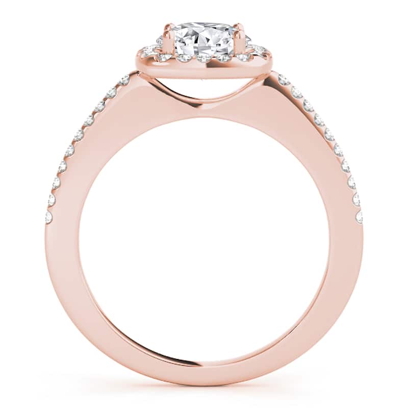 Auriya 14k-Rose Gold Lab Grown Round Diamond Halo Engagement Ring 0.50 to 5.00 ct. tw. (F-G VS)