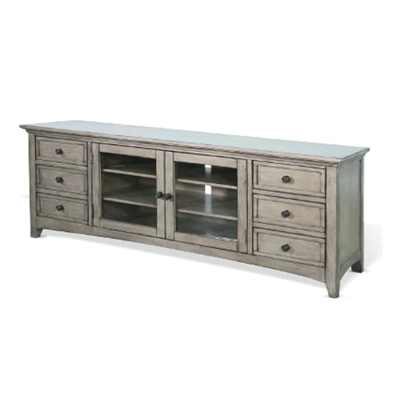 Lesy TV Media Entertainment Console, 82 Inch, 6 Drawers 2 Doors, Gray