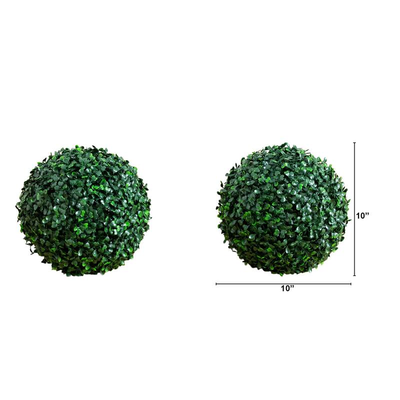 10-in UV Resistant Artificial Boxwood Ball (Indoor/Outdoor) - Set of 4 - Green