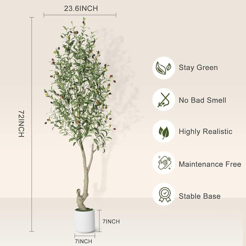 2 Pack Artificial Indoor Faux Olive Tree with White Planter
