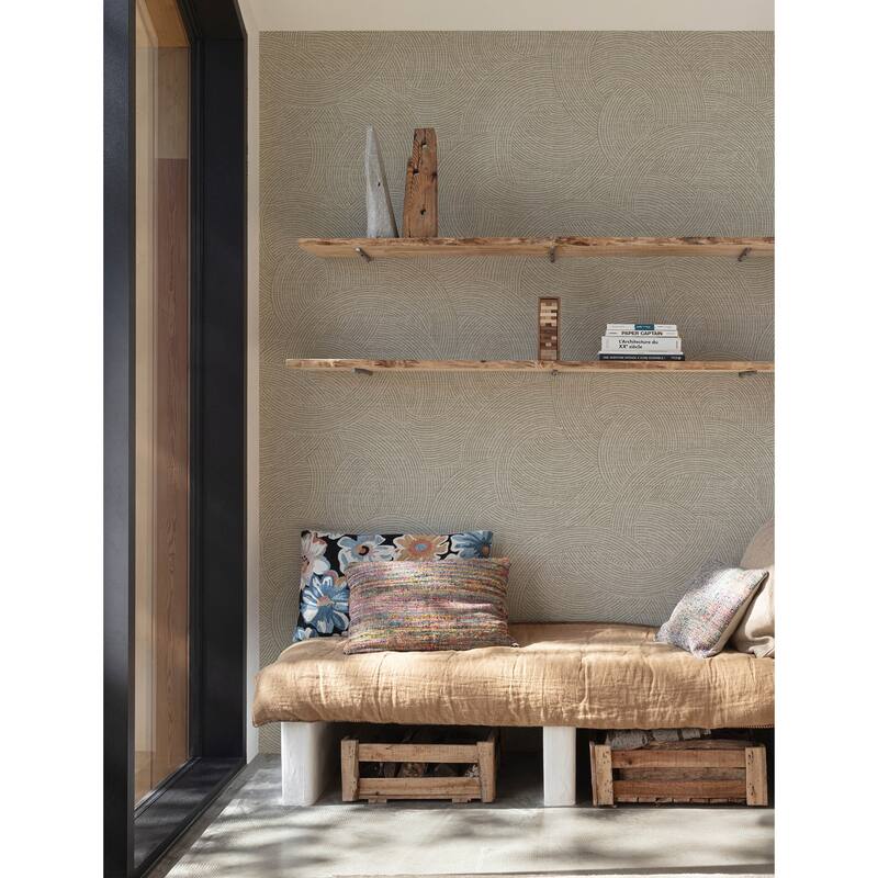 Chesapeake Harrison Pewter Swirling Geometric Wallpaper