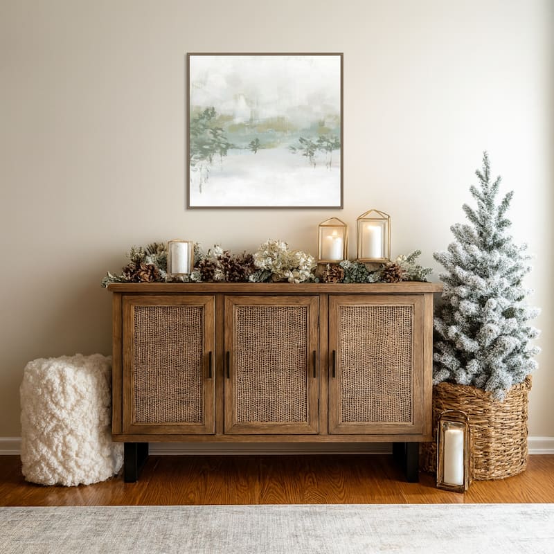 Winter Hillside I by June Erica Vess Framed Canvas Wall Art Print - Sylvie Dark Gold