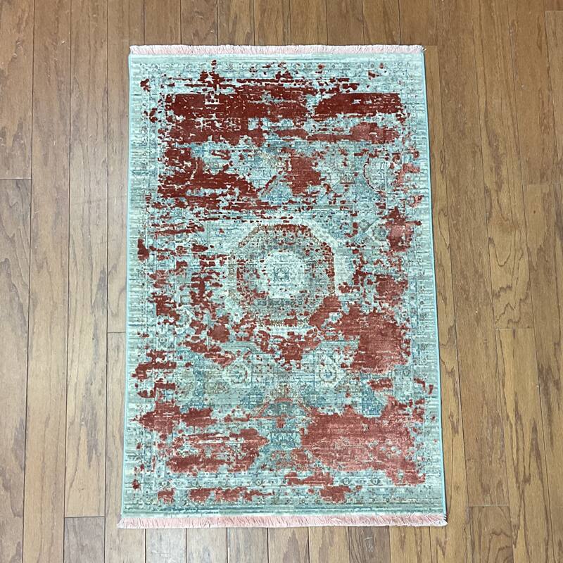 HERAT ORIENTAL Turkish Modern Erased Design Wool & Silk Rug - 2' x 2'11"