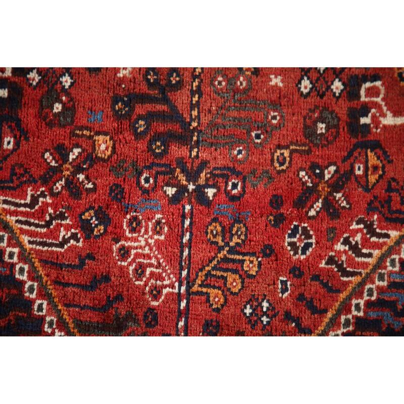 Vegetable Dye Shiraz Persian Antique Area Rug Handmade Wool Carpet - 4'3"x 5'10"
