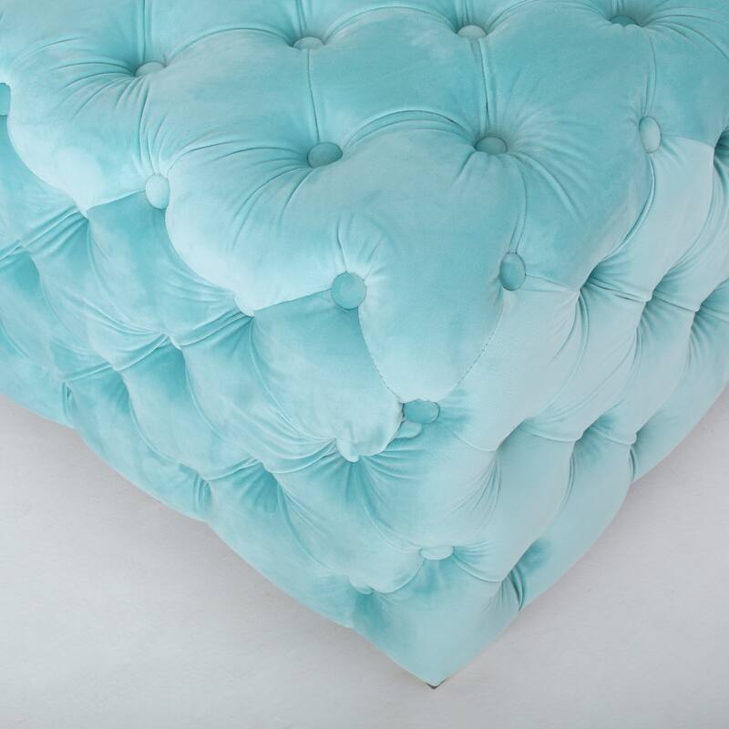Jaymee Modern Glam Button Tufted Velvet Ottoman by Christopher Knight Home
