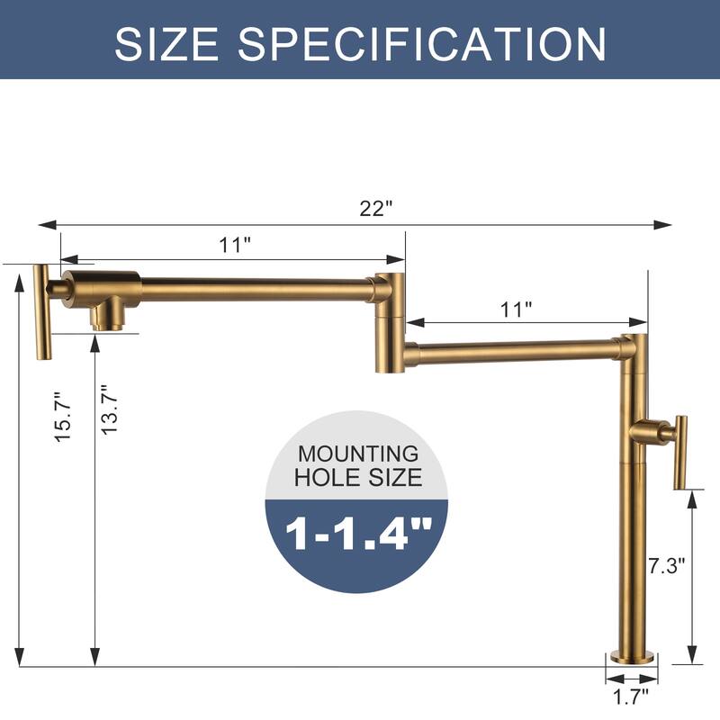 WOWOW Deck Mount Double Handle Pot Filler Faucet