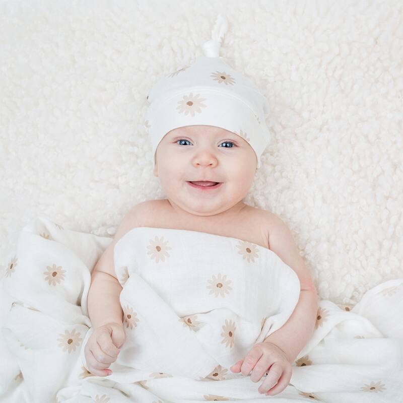 lulujo Hello World Hat & Swaddle Set