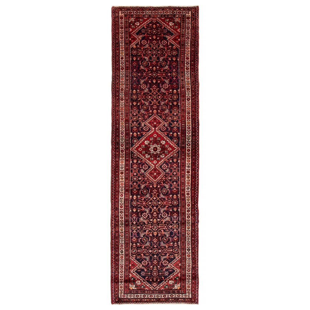 ECARPETGALLERY Hand-knotted Andelz Dark Navy Wool Rug - 3' 1" x 10' 6"