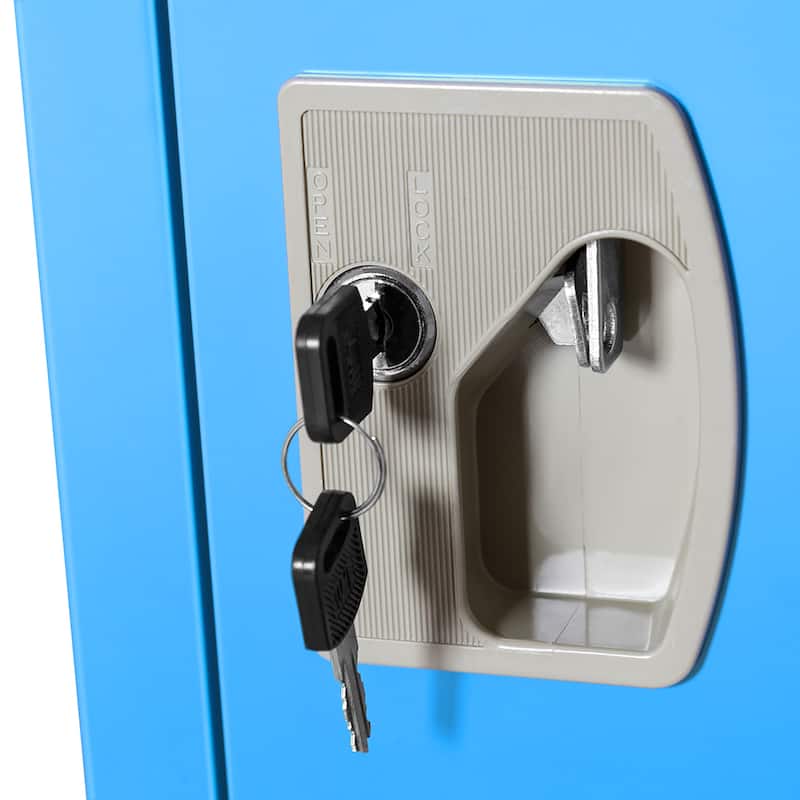 Standing Children Lockable Storage Cabinet Kid Safe Metal Lockers Blue