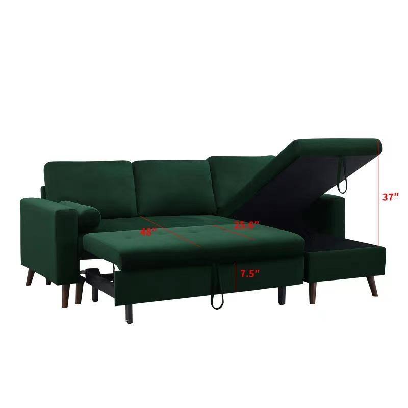 Reversible Pull out Sleeper Sectional Storage Sofa Bed