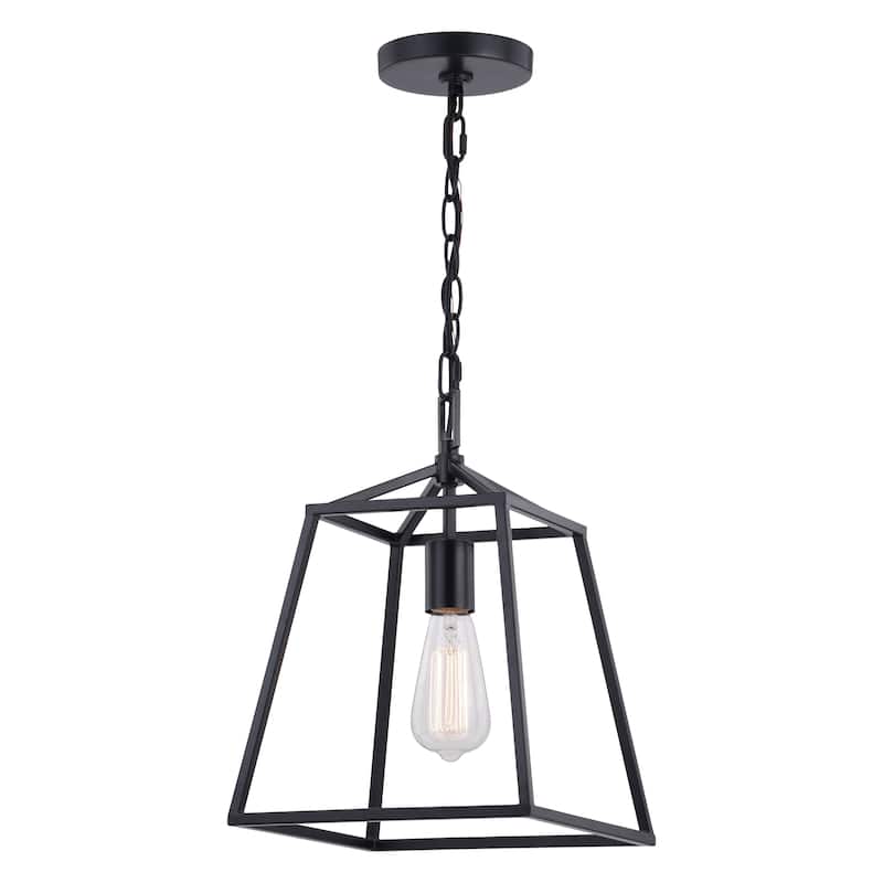 Hayes Black Farmhouse Open Cage Indoor/ Outdoor Pendant Lantern - Black - 10-in W x 13.75-in H x 10-in D