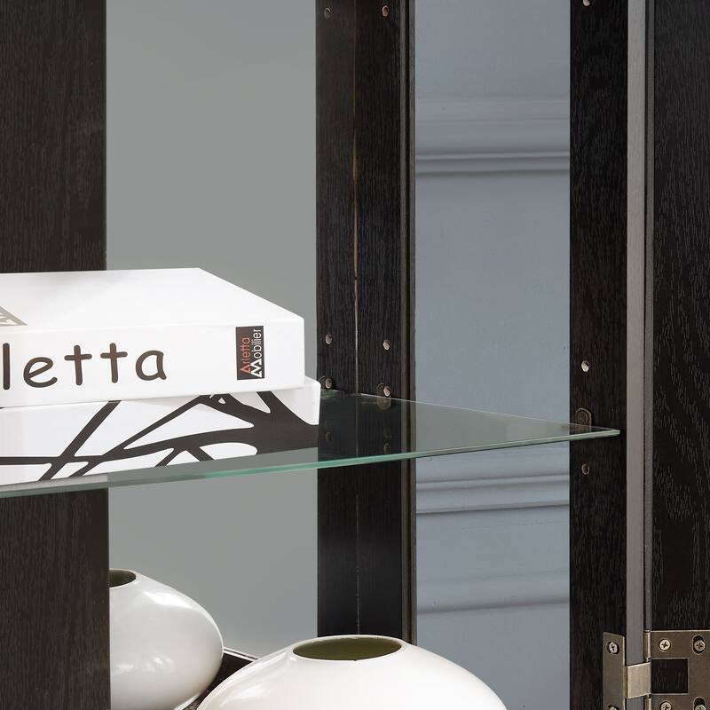 69.84" H Elegant Corner Storage Curio Cabinet with Built-in Lighting