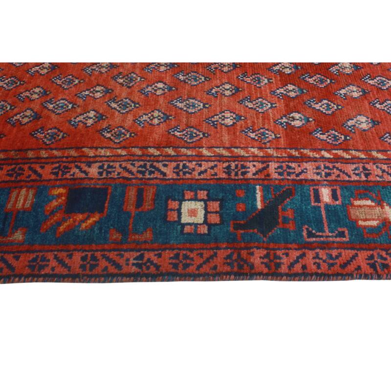 Fine Vintage Distressed Hashem Red/Blue Runner - 3'6" x 16'8"