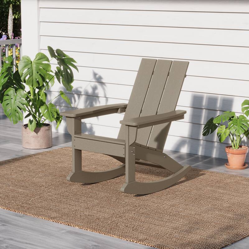 Shoreside Modern Eco-Friendly All Weather Poly Adirondack Rocking Chair