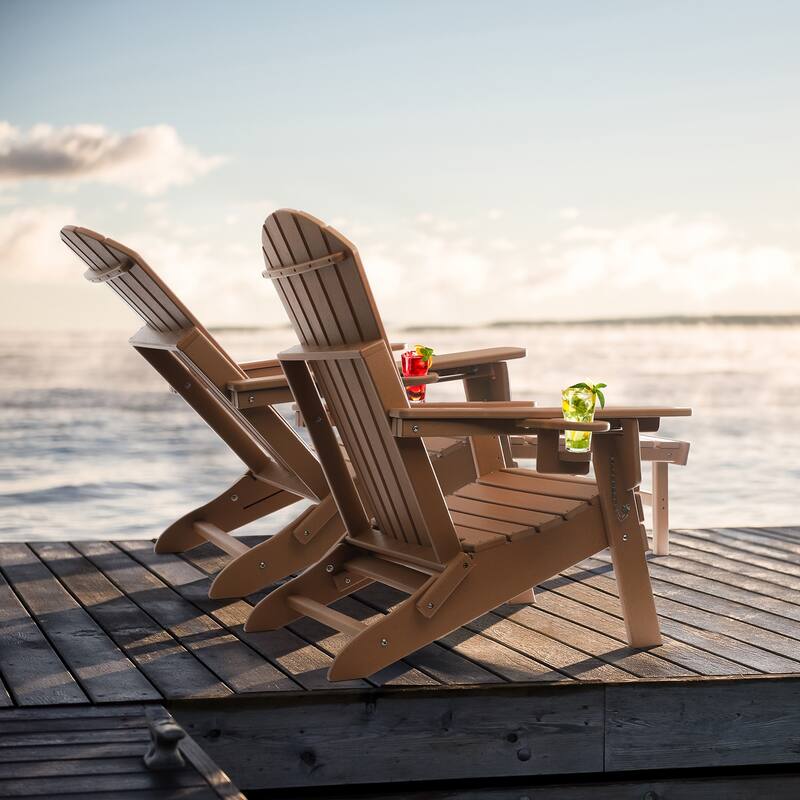 Vrakae Folding and Adjustable Adirondack Chair with Ottoman Set of 2