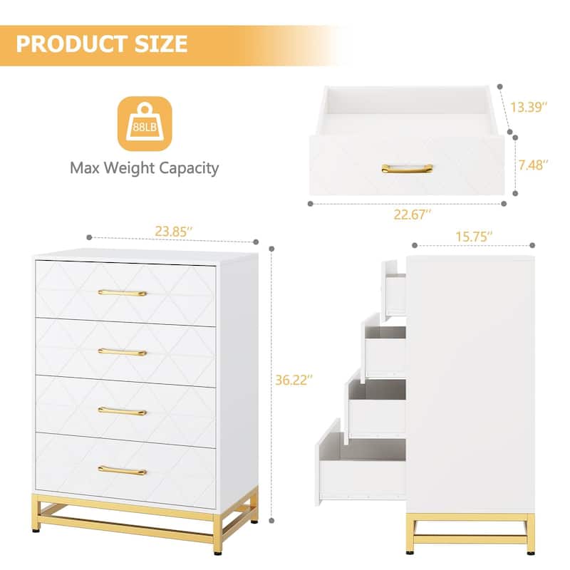 Chest of 4 Drawers Dresser with Metal Handle