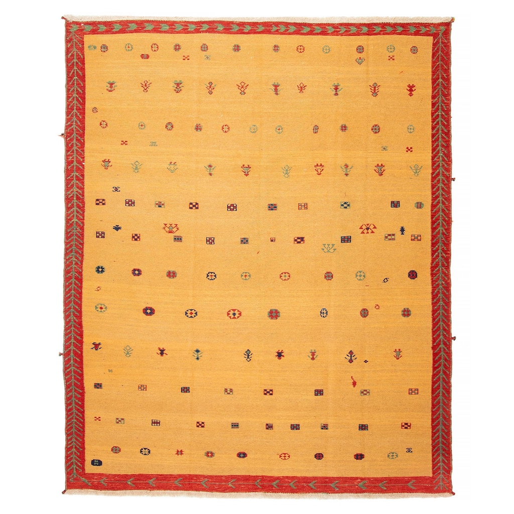 ECARPETGALLERY Flat-Weave Kashkuli Light Brown Wool Tapestry Kilim - 6'10 x 8'3