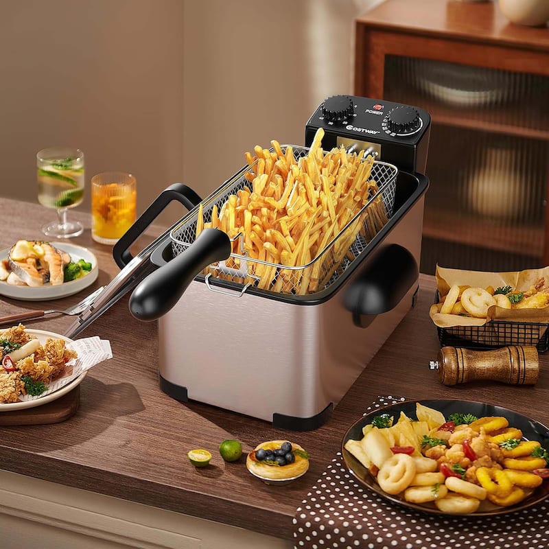 Electric Fryer 3.2 QT/12-Cup Stainless Steel 1700W w/ Frying Basket