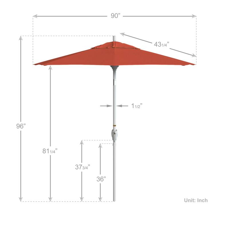 California Umbrella 7.5' Round Crank Lift Push Button Tilt White Aluminum Patio Umbrella with Olefin Royal Blue Fabric