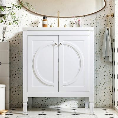 30"Bathroom Vanity with Ceramic Sink and Two Soft Close Doors