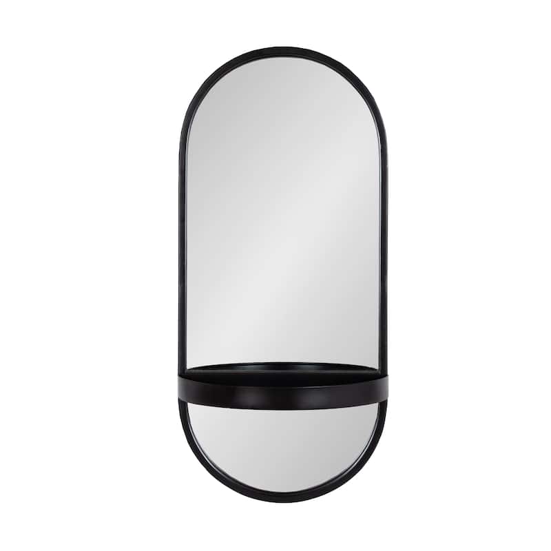 Kate and Laurel Estero Metal Oval Wall Mirror with Shelf
