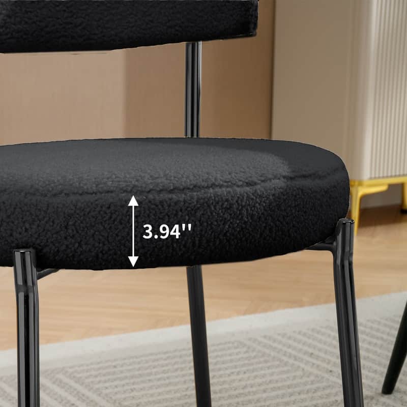 Mixoy 20"Counter Height Bar Stools,Modern Teddy Fleece Bar Stools,Velvet Dinning Chair with Metal Legs for Kitchen Island