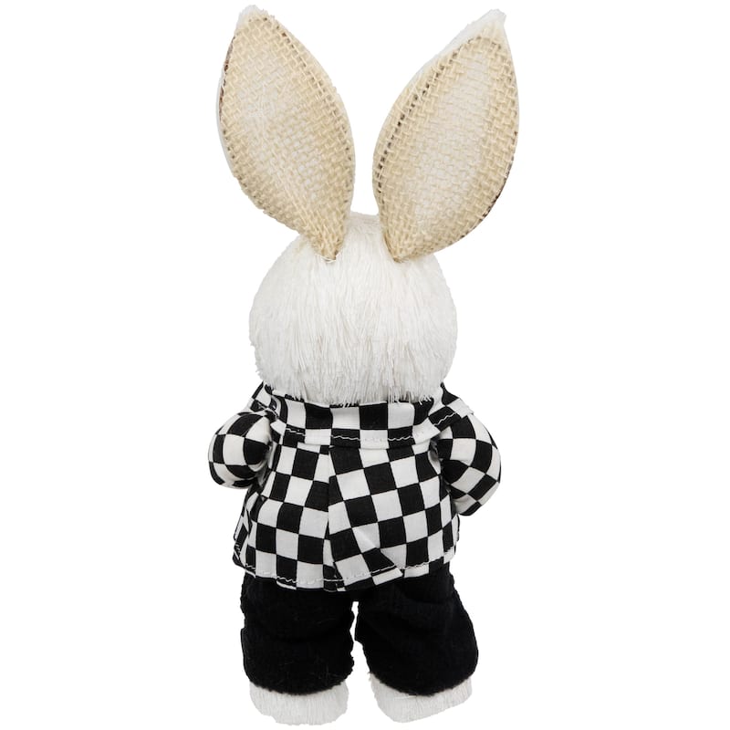 Boy Easter Rabbit Figurine in Checkered Jacket - 10"