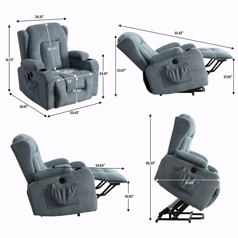 Power Lift Recliner Chair for Elderly with Heat, Massage, and USB Port