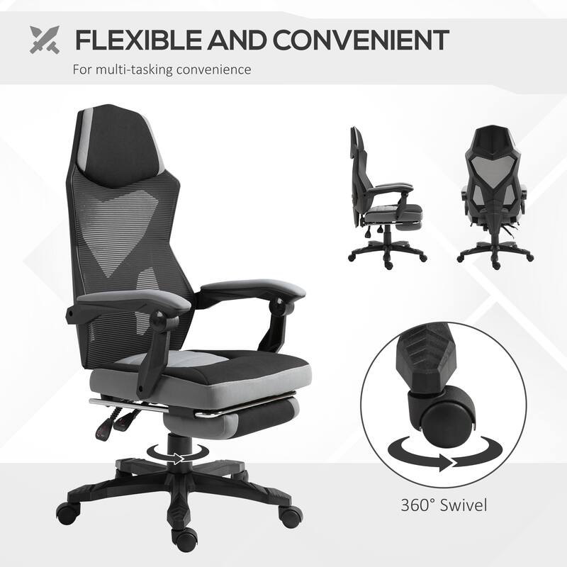 Ergonomic Office Chair with Reclining Backrest and Retractable Footrest - 22.75"W x 28.25"D x 42.5"-46.5"H