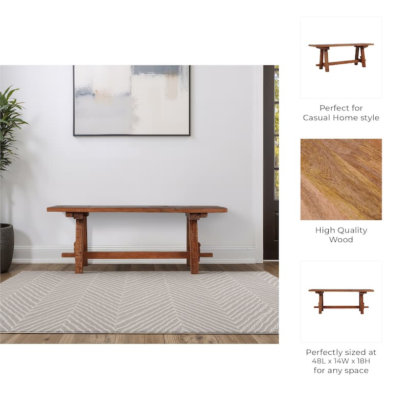 Solid Wood Bench with Natural Finish Accent Seating - 48" Brown