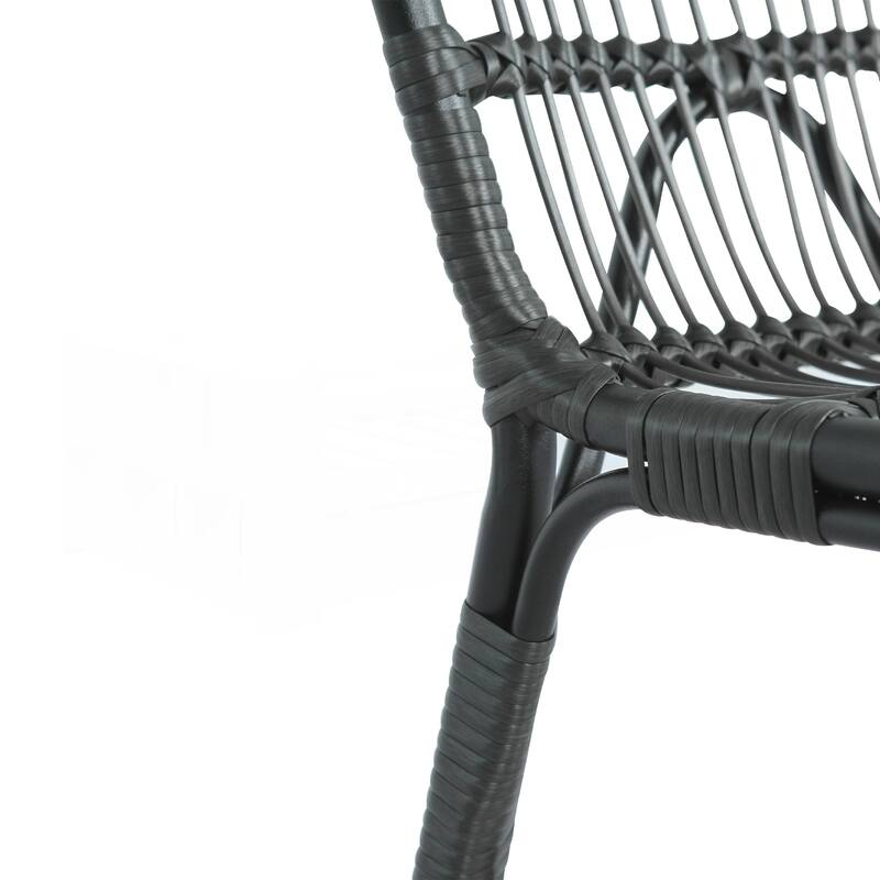 Outdoor PE Wicker Dining Chairs Set of 2