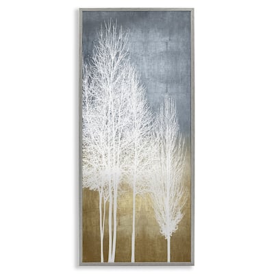 Stupell Tall Tree Line Bare White Trees over Abstract Pattern Framed Wall Art