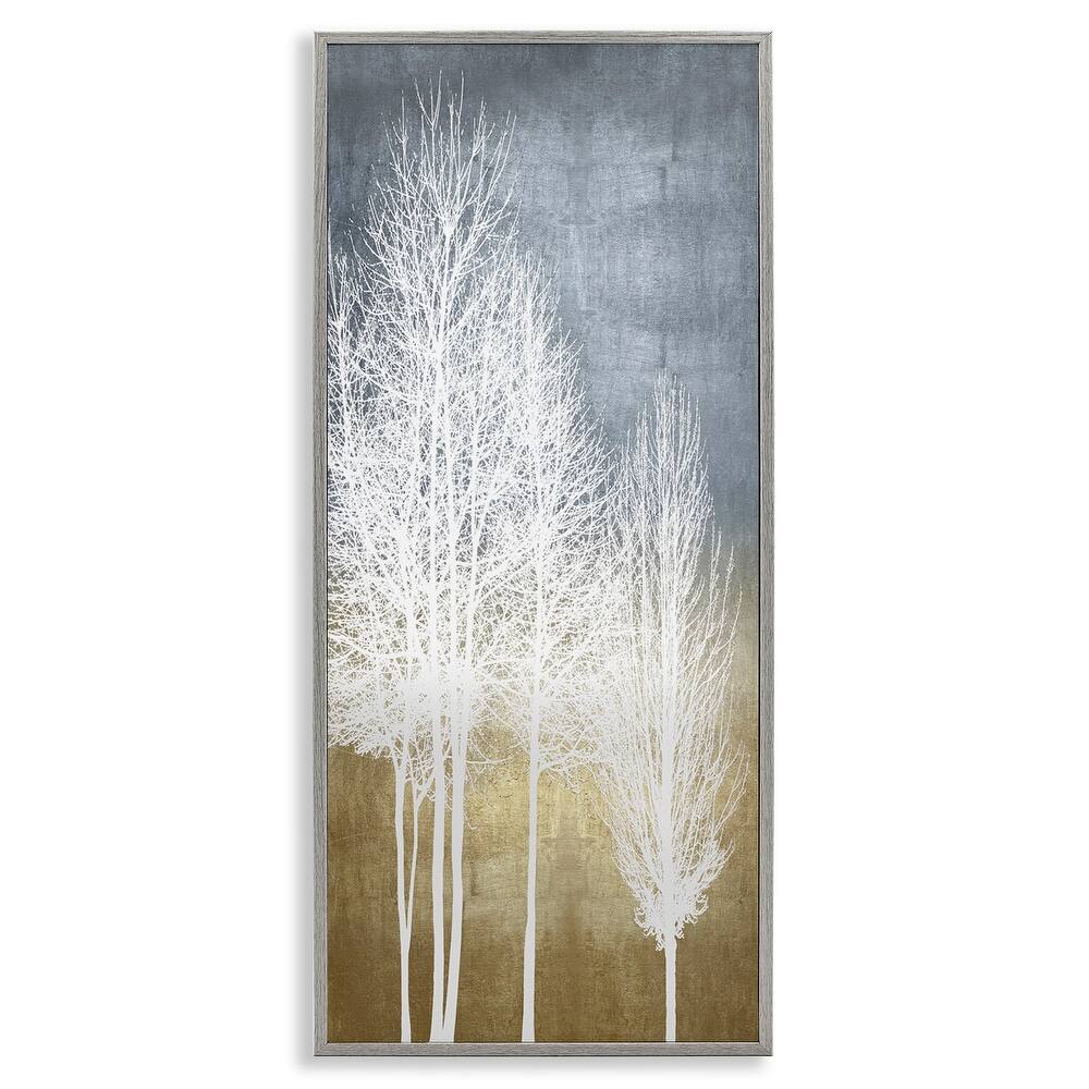 Stupell Tall Tree Line Bare White Trees over Abstract Pattern Framed Wall Art