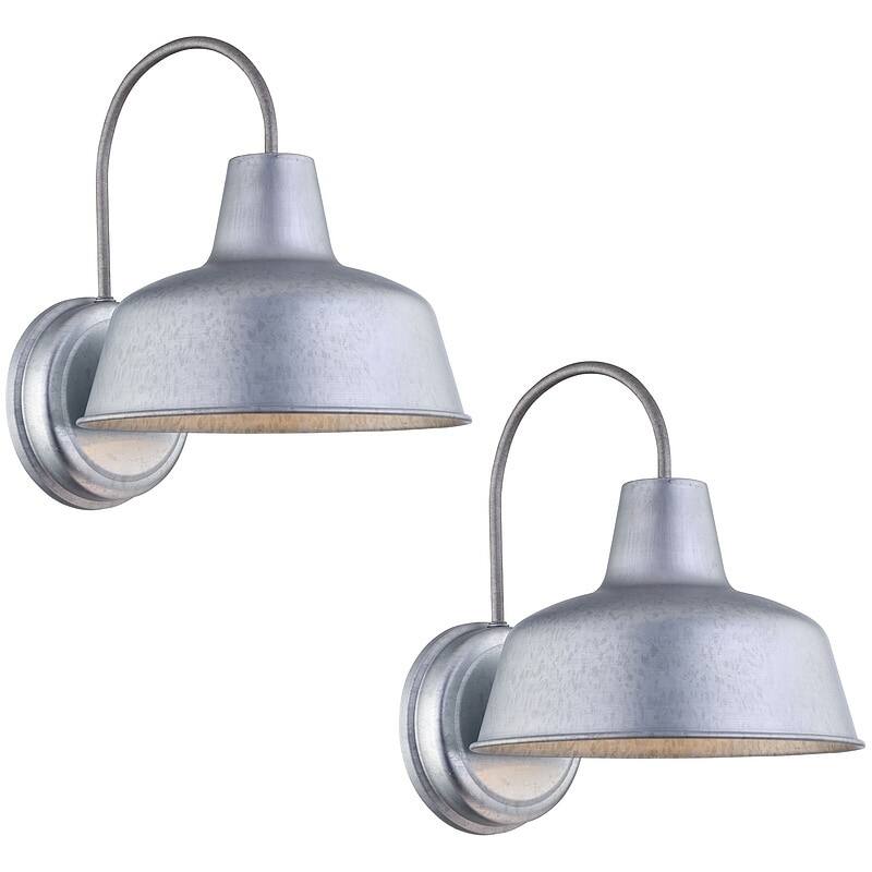 1-Light Outdoor Barn Light With Galvanized finish 2 Pack - 10.54"x12.69"x13"