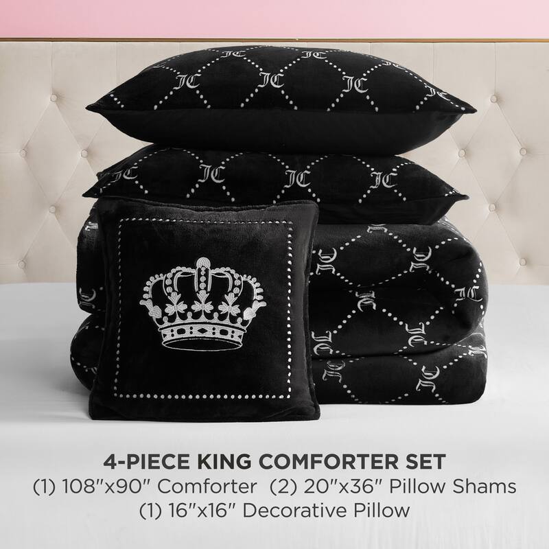Juicy Couture Plush Trellis Link Reversible Comforter Sets
