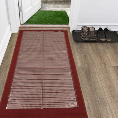 Multi Grip Ribbed Clear Plastic Runner Rug Carpet Protector Mat