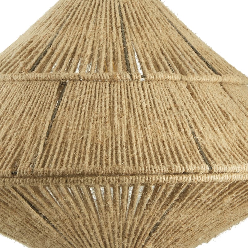 Zoey River of Goods Tan and Black Jute and Metal 22-Inch Pendant Light with Adjustable Hanging Cord - 22"x 22"x 16.75/75.75"