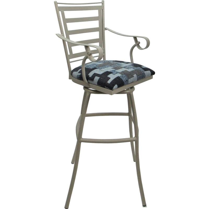 Outdoor Indoor Bar Stool Counter Extra Tall - Jenna with Arms - Craftsman Flint - Beige - Bar Height