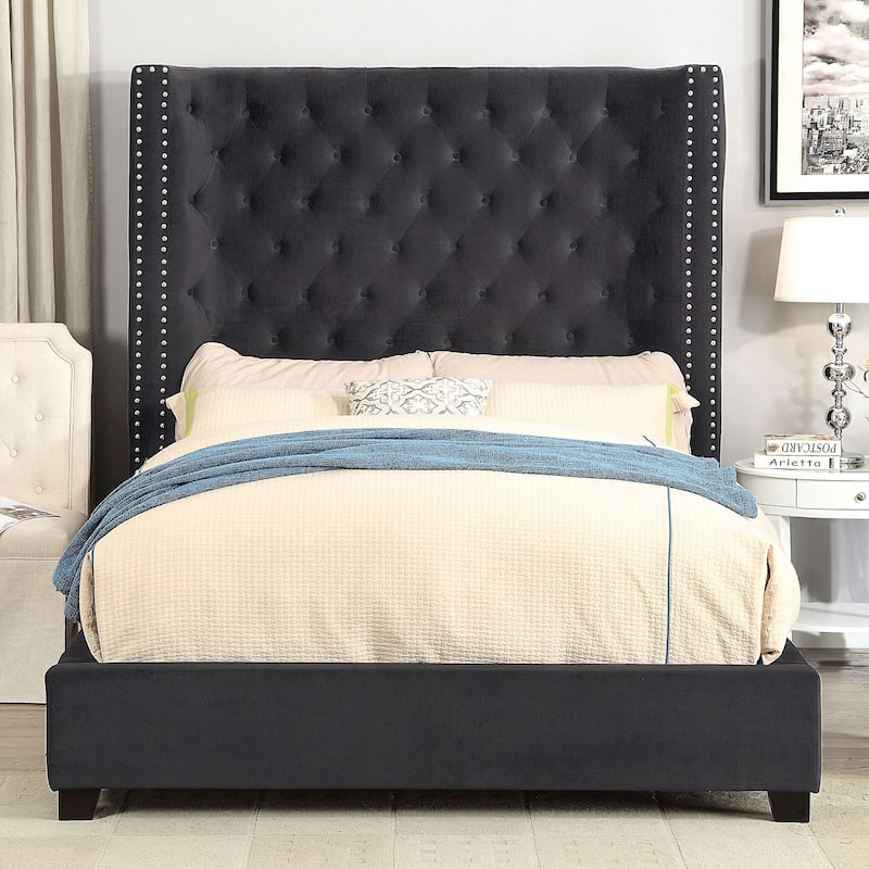 Furniture of America Arun Modern Fabric Low Profile Panel Bed