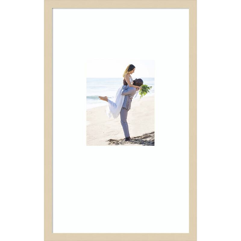 Svelte Clay Grey Framed Picture Frame, Photo Frame - 16x26 Matted White 8x10 - Svelte Natural